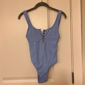 Baby blue one piece swimsuit